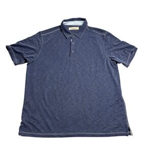 Tommy Bahama Mens XL Blue Short Sleeve Polo Shirt Modal Blend Contrast Stitch
